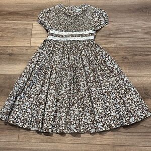 Luli & Me Girl 6 Brown Mulberry Smocked Pleated Dress